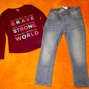 Girls Old Navy size 5 skinny jeans  & size 4T top